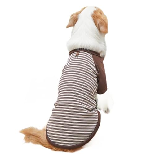 ICOUCHI 犬服 ペット服 Tシャツ 春秋冬 防寒 おしゃれ ボーダー柄 ドッグウェア 犬用 パーカー 洋服 柔らかい 人気 ファッション 小中大型犬 柴犬 秋田犬 保温 脱毛保護 パジャマ お散歩お出掛け用 (4XL,ブラウン)