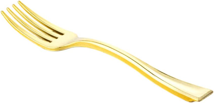 Mini Gold Forks - Case Of 960-24 Packs X 40, Disposable Plastic Flatware, Single Use Utensils - For Parties, Weddings, Catering And Events