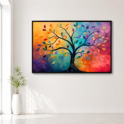 Image of Artsense Golden Tree of Life Wall Art Painting | Luxury Floral Tree Artwork with Birds | Nature Inspired Living Room Bedroom Office Hotel Wall Decor | Modern Abstract Botanical Wall Painting (ART-4)