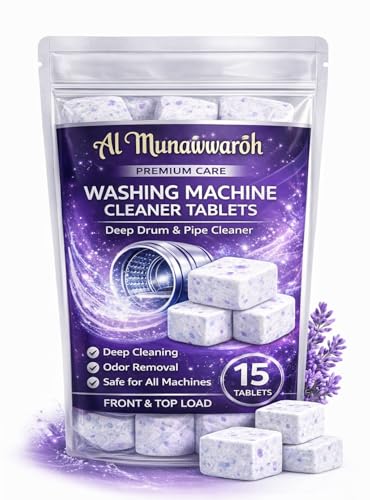 Image of Washing Machine Cleaner Tablets (15 Tablets) | Drum & Pipe Deep Cleaner | Lavender Scent | Removes Odour, Limescale & Residue | For Front Load & Top Load Fully Automatic Washing Machines
