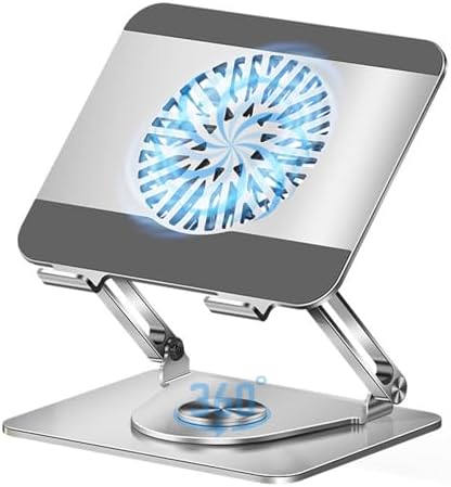 360° Rotating Adjustable Laptop Stand with Cooling Fan, Foldable ...