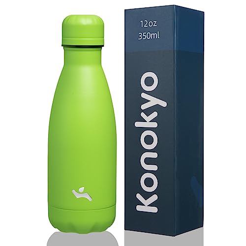 Image of Konokyo Insulated Water Bottles,12 oz Double Wall Stainless Steel Vacumm Metal Flask for Sports Travel,Green