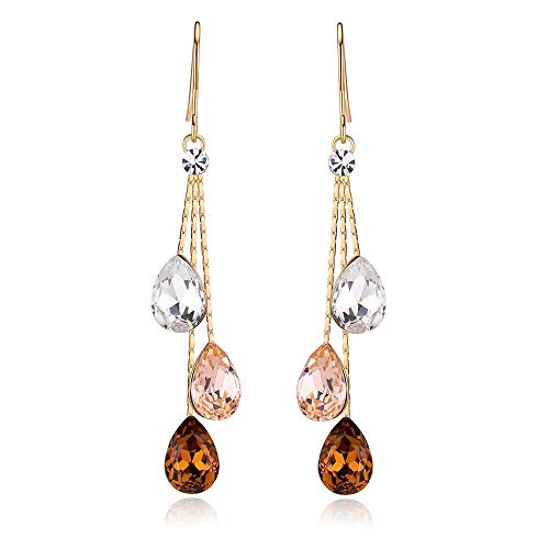Three Water Drop Dangle Earrings Multicolor Austrian Crystals Luxury Wedding Earing for Brides