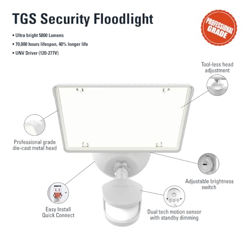 HALO TGS LED Motion Sensor High Output Single Square White Flood Light - image 4