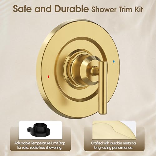 Kit de acabado para ducha en dorado cepillado para manija Moen T2901 | Compatible con válvulas Moen 2510/2520/2570/2590 de equilibrio de presión, corrige manija floja para renovación de baño miniatura 7
