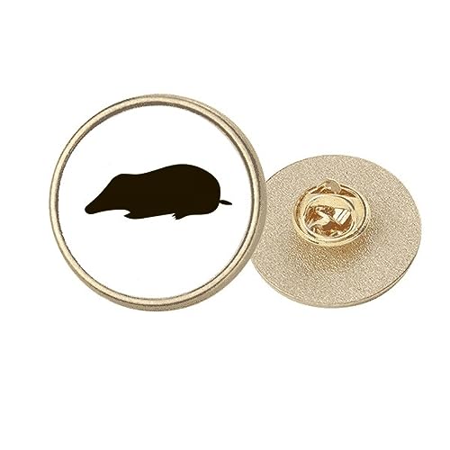 Broche ronde en métal doré motif taupe noir taille M