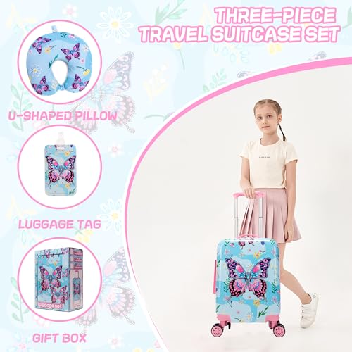 Image of Kid's Luggage Set 2 Piece Suitcase Set 16 inch Hardside Luggage with Spinner Wheels Girls Carry on Toddler Travel Rolling Suitcase