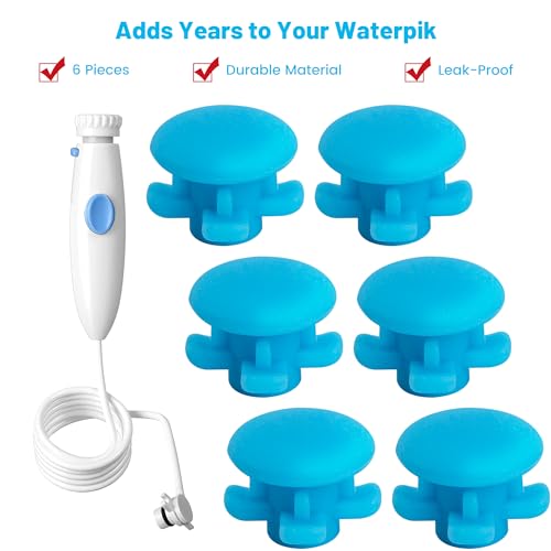Image of 6 Pcs Replacement Part Reservoir Tank Valve Rubber Gasket, Blue Washer Reservoir Plug Compatible with Waterpik Water Flossers WP900, WP112, WP250, WP300, Ultra, Nano, Traveler, VAVA, H2o (Blue)