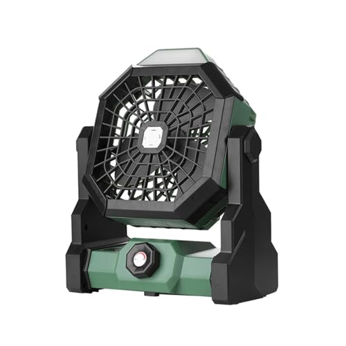 Ventilador de camping con luz y gancho integrado para tiendas de campaña y viajes en coche