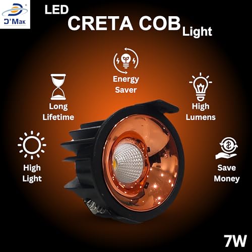 Image of D'Mak 7W Black Body LED COB Spot Light with Rose Gold Reflector (10, 3in1)