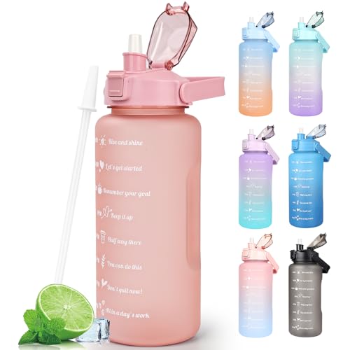 Water Bottle 2L BPA Free Sport Drinks Jug with Time Marking & Lock Cover, Leak Proof 2 Liters Water Bottle with Portable Handle, Purple Water Canteen Bottle Water Bottle 2L BPA Free Sport Drinks Jug with Time Marking & Lock Cover, Leak Proof 2 Liters Water Bottle with Portable Handle, Purple Water Canteen Bottle