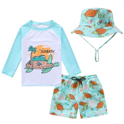 Image of Toddlers and Baby Boys' 3-Piece Swimsuit Trunk and Rashguard Sun Hat Set