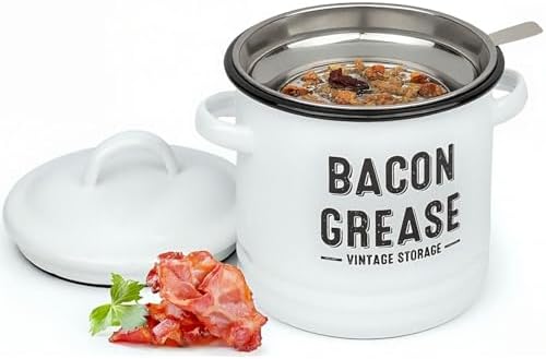Granrosi Bacon Grease Container with Strainer, Bacon Grease Saver, Cooking Oil Container, Bacon Grease Strainer, Cooking Oil Filter Pot Stainless Steel, Grease Can for Kitchen with Strainer