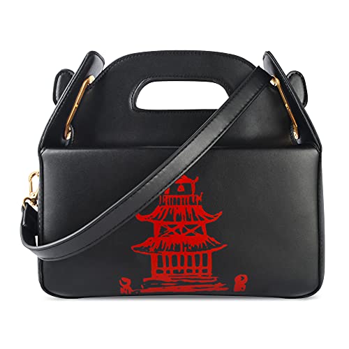 Chinese Takeout Box Handbag, USTYLE Fashion Purse Unique Cute Crossbody Shoulder Bag (black)