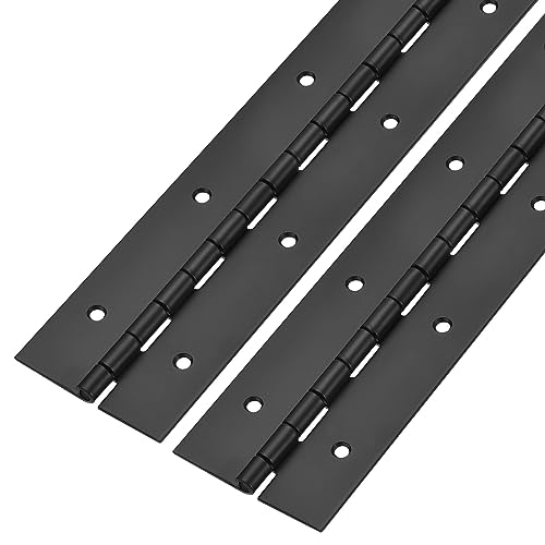 Uxcell 18Inch x 2Inch Stainless Steel Piano Hinges, 2pcs, Black, Polished, Surface Mount