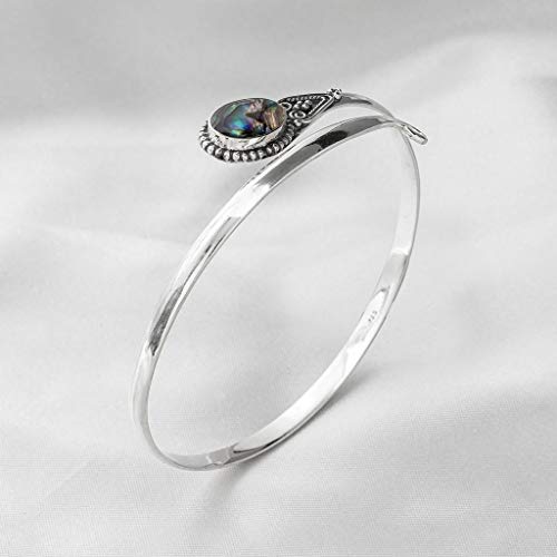 Bracelete de Prata com Abalone Oval