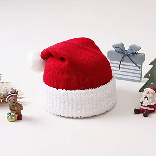 Doovid Baby Santa Hat Knit Christmas Hat Newborn Infant Boys Girls Winter Xmas Fluffy Beanie Christmas Hat 6-12 Months #TOP6