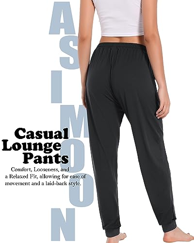 Asimoon Sweatpants Women With Pockets Loose Lightweight Stretch Yoga Lounge Pants Comfy Drawstring Workout Jogging Pants Dark Grey thumb #1