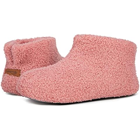 HomeTop Women's Curly Fuzzy Fur One Piece Indoor Bootie Slipper Pink, 6 UK Cover