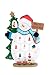 Clever Creations Wooden Snowman Table Top Decoration from Traditional Winter or Christmas Theme with Blue Painted Scarf | 11 Mini Ornaments | 100% Real Wood | Collectable | Stands 10" Tall