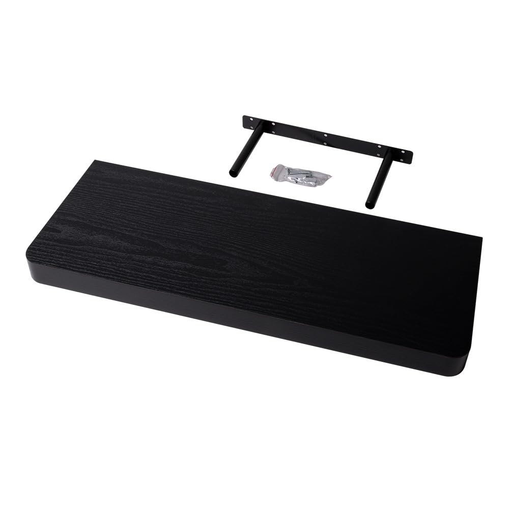 Velano - Bücherregal Wand - Wandregal 60x24 cm - Regal Wand - Schweberegal - Hängeregal - Regalbrett - Schwarz Holz - Küchenregal - Bücherregal Kinder - Deko Wohnzimmer - Gewürzregal