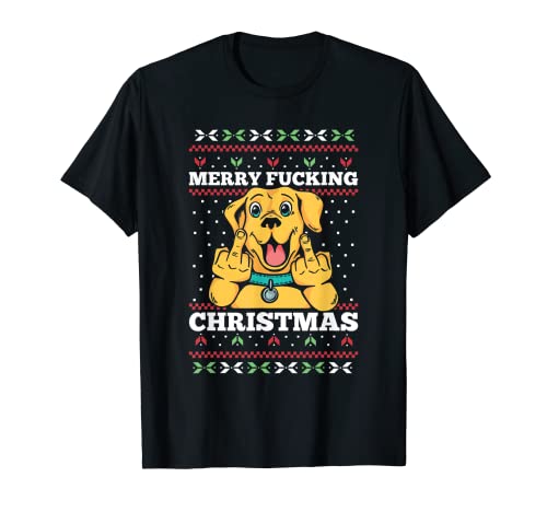 Feliz Puta Navidad Adulto Humor Perro Dueño Feo Suéter Camiseta