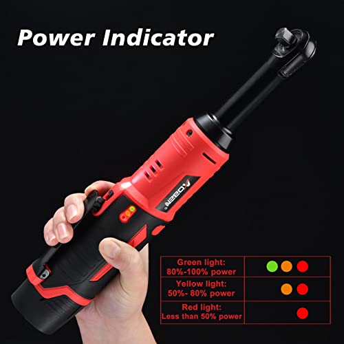 Image of AOBEN 3 /8 inch 40 Ft-lbs Cordless Electric Ratchet Wrench Kit with Variable Speed, Lithium Batteries