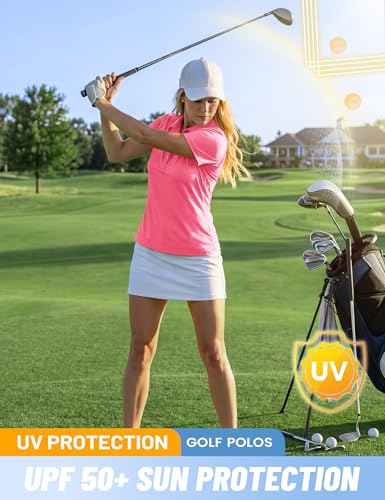Image of TACVASEN Women's Golf Polo Shirts Short Sleeve UPF 50+ Sun Protection Golf Shirts for Women Quick Dry Collared Polos