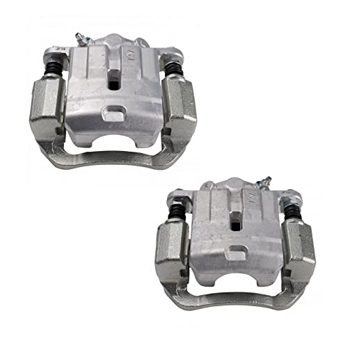 Image of TRQ Rear Driver and Passenger Side Brake Caliper Set Caliper Brackets Hardware Compatible with 13-16 Scion FR-S with Vented Rotors 13-19 Subaru BRZ with Vented Rotors without Avantgarde Package