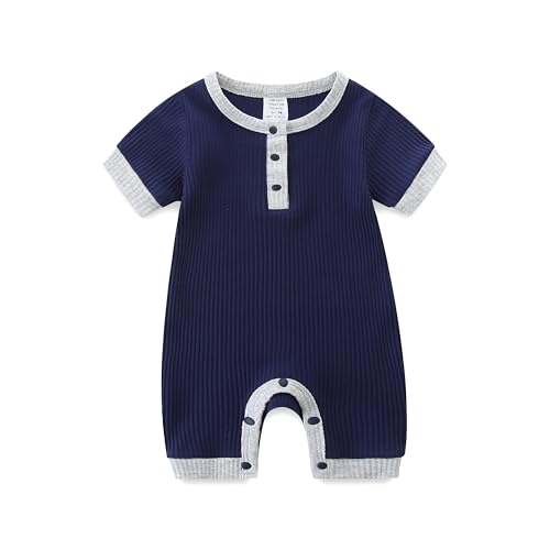 Baby Ribbed Romper Button Jumpsuit Mixed Color Infant Summer Outfits