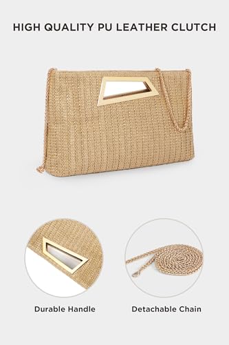 Image of Coucoland Women's PU Leather Clutch Purse with Metallic Geo Top Handle