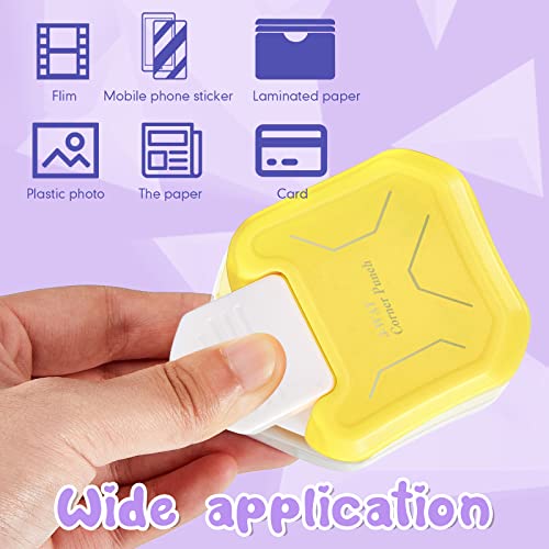 Creative Pattern Corner Punch 2 Pcs 3 In 1 Corner Cutter 3 Shapes Hole Punch Paper Pattern Cutter Craft Corner Punch Rounder For Crafting, Scrapbooking Supplies, Business Card, Photo (Yellow, Purple) #TOP3