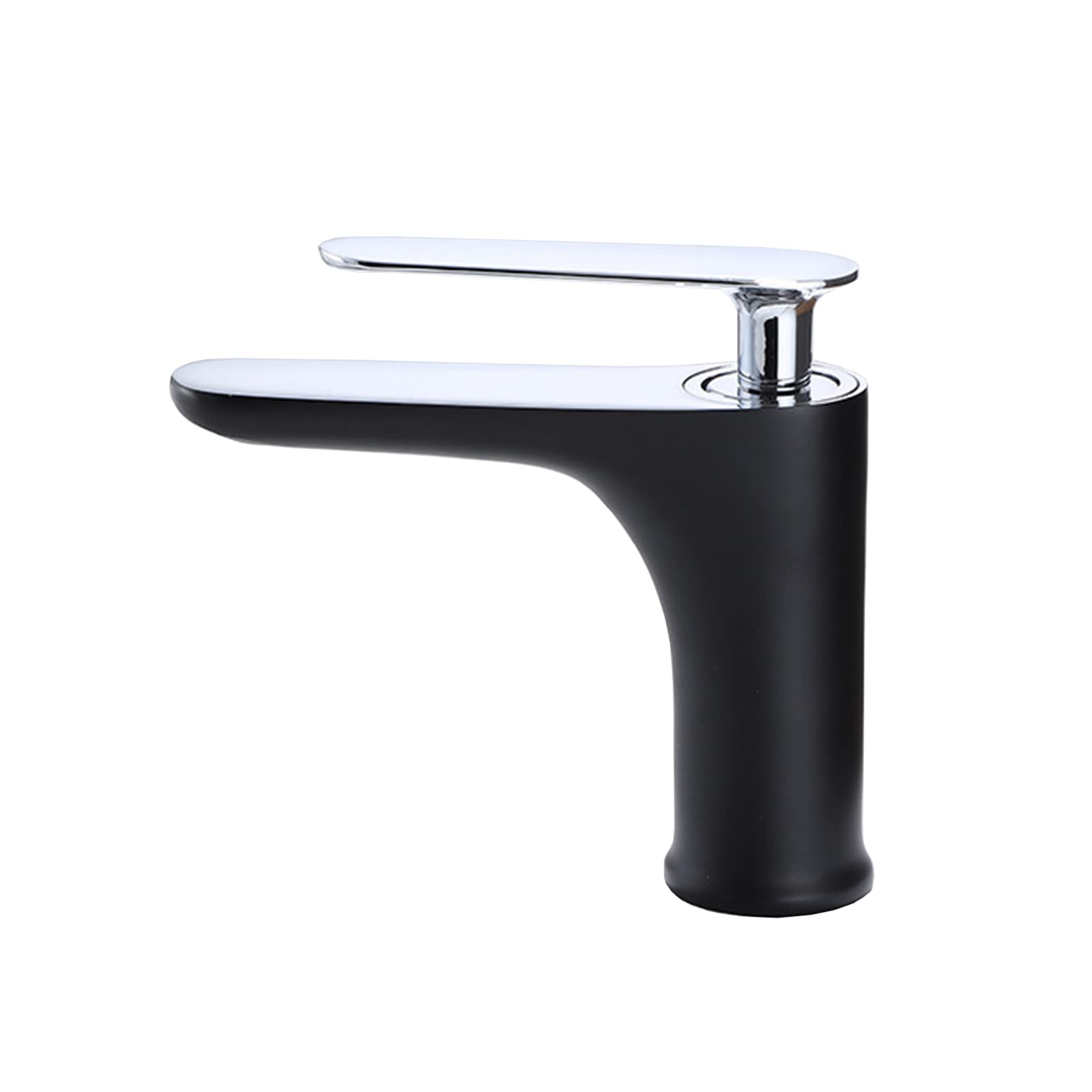 Robinet de lavabo monotrou blanc et laiton pour salle de bain moderne