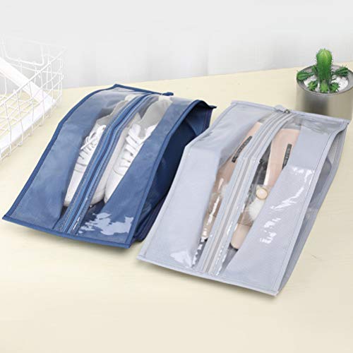 Cabilock Bolsa de armazenamento de sapatos com zíperes duplos transparentes, sacos de armazenamento