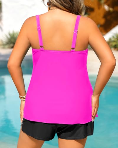 Image of Tempt Me Plus Size Tankini Swimsuits - Women Two Piece Tankini Top with Shorts Flowy Swimsuit 2025 Bathing Suits