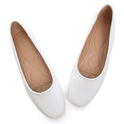 Image of ChaiRong Zhou Women Square Toe Ballets Flats Comfort Slip On Walking Shoes for Driving