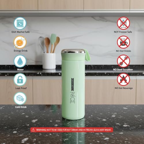 Image of Insulated Flask, Pink, Stainless Steel, with Carry Loop, Travel Tumbler (2, Green)