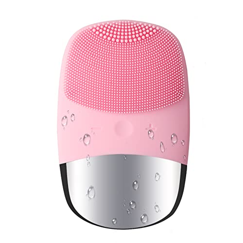 HUE Facial Cleansing Brush 3-in-1 Electric Silicone Face Scrubber 5 Modes Face Cleansing Brush IPX7 Waterproof Facial Brush USB Rechargeble Facial Massager Face Wash Brush Pink