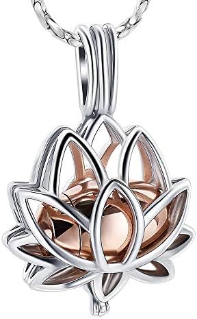 Imrsanl Cremation Jewelry for Ashes - Lotus Flower Ashes Pendant Necklace with Mini Keepsake Urn Memorial Ash Jewelry (Rose Gold)