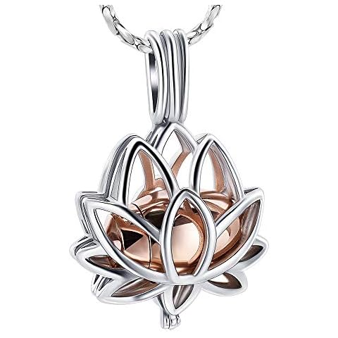 Imrsanl Cremation Jewelry for Ashes - Lotus Flower Ashes Pendant Necklace with Mini Keepsake Urn Memorial Ash Jewelry (Rose Gold) Cover