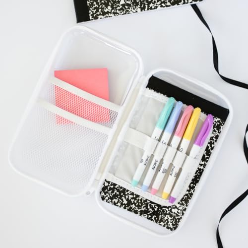 Image of Maple & Lark Bliss Bins - Hard Sided Clear Zipper Case for Storage - Professional-Grade Plastic Clear Zipper Pencil Case, Toiletry Pouch, Travel Organizer, Cosmetic Bag, Activity Bin (2 Pack) (White)