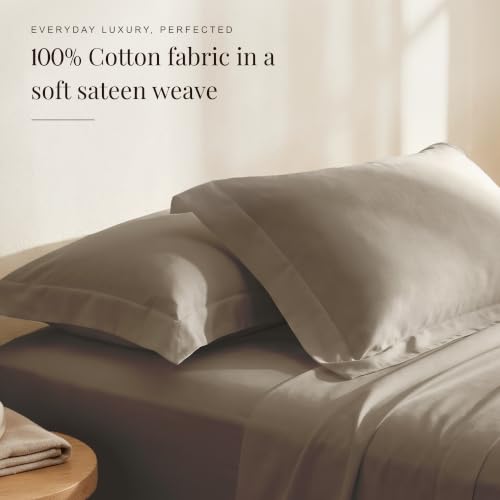 Image of Huesland Premium 100% Cotton Luxe Soft Touch 300 Thead Count Pillow Cover Set of 2 - Dessert Taupe