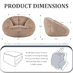 MOJAY Giant Bean Bag Chair, Oversized Plush Fluffy Lounge Chair with Filling, Comfy Stuffed Sofa with Backrest for Adults and Teens, Cozy for Gaming, Reading and Relaxing in Bedroom or Living Room - Image 3