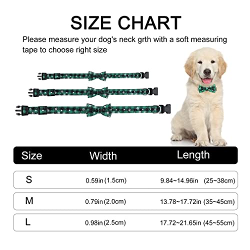 Asvin Weihnachten Hundehalsband, mit Hunde Fliege Abnehmbarer, Weich und Bequem Hunde Halsband Einstellbar, für Wenige Mittlere und Große Hunde