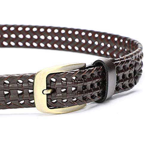 Men's Genuine Leather Braided Belt, Buckle Fashion Woven Strap3