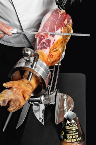 Jamón Serrano Gran Reserva Montevalle mit Knochen (7–8 kg) | +20 Monate Gereift | Intensiver Geschmack | Vakuumverpackt | Premium Spanischer Schinken | Gourmet Geschenk