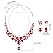 Hicarer Bridal Teardrop Cluster Crystal Jewelry Set for Women Necklace Earrings Wedding (Red)