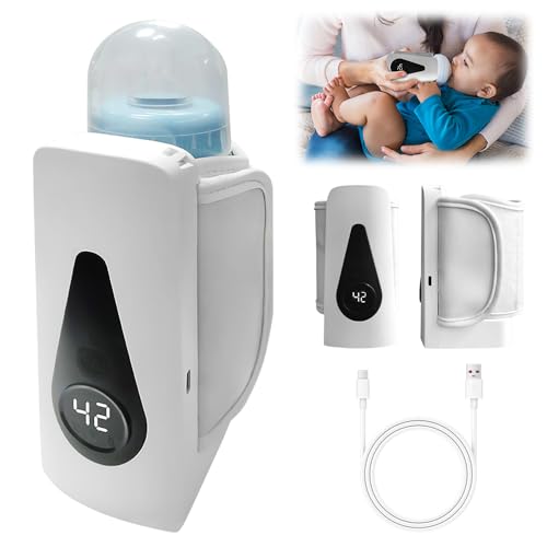 SGZIOO Flaschenwärmer Baby, 5600 MAh Tragbarer Flaschenwärmer, Flaschenwärmer Baby Unterwegs mit LCD-Display, 6 Temperaturstufen zur Auswahl, USB-Ladung, Baby Flaschenwärmer für die Meisten Flaschen