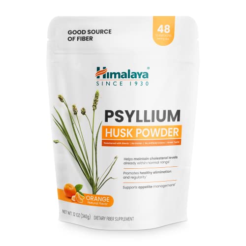 Himalaya Psyllium Husk Powder Orange 48 Servings - Daily Psyllium Fiber Supplement for Supporting Digestive Health and Regularity - Vegan Non-GMO Sugar Free Gluten Free 12 oz (340 g)