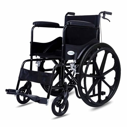 Image of Everactiv Everyday Economy with Attendant Brakes | Foldable Wheelchair with Safety Seat belt | Weight Bearing Capacity 120 kg | Sturdy Frame and Easy Foldable Mechanism